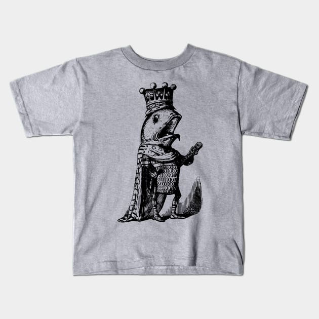 Vintage fish king fairy tale retro design Kids T-Shirt by AltrusianGrace